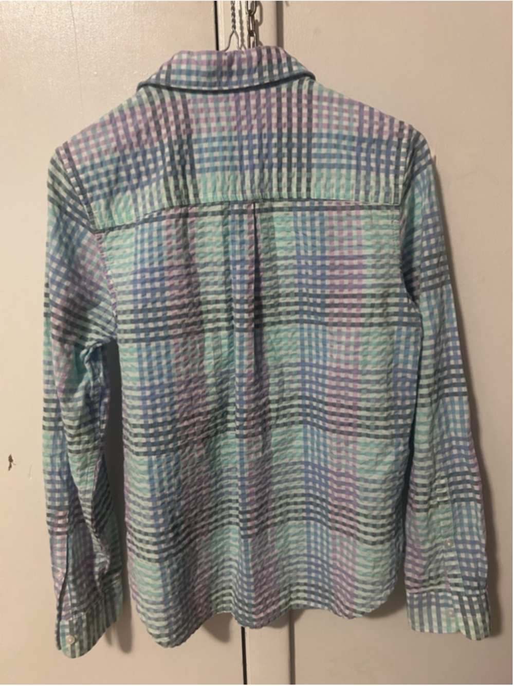L.L. Bean Pastel Gingham Shirt in Mint, Lavender, Sky Blue #17 - Picture 4 of 5